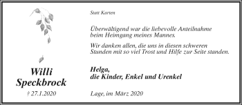 Anzeige  Willi Speckbrock  Lippische Landes-Zeitung