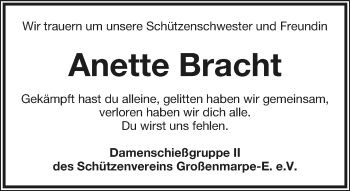 Anzeige  Anette Bracht  Lippische Landes-Zeitung