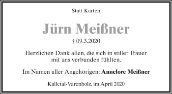 Anzeige  Jürn Meißner  Lippische Landes-Zeitung