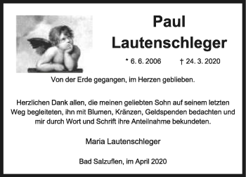 Anzeige  Paul Lautenschleger  Lippische Landes-Zeitung