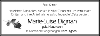 Anzeige  Marie-Luise Dignan  Lippische Landes-Zeitung