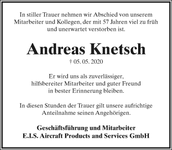 Anzeige  Andreas Knetsch  Lippische Landes-Zeitung