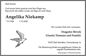 Anzeige  Angelika Niekamp  Lippische Landes-Zeitung