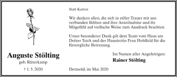 Anzeige  Auguste Stölting  Lippische Landes-Zeitung