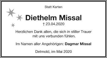 Anzeige  Diethelm Missal  Lippische Landes-Zeitung