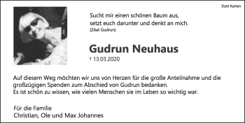 Anzeige  Gudrun Neuhaus  Lippische Landes-Zeitung