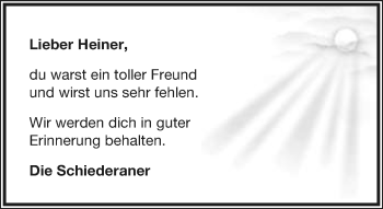 Anzeige  Heiner Hasse  Lippische Landes-Zeitung