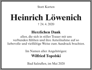 Anzeige  Heinrich Löwenich  Lippische Landes-Zeitung