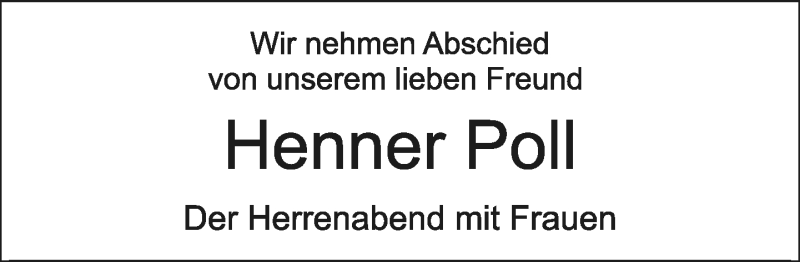  Traueranzeige für Heinz-Henning Poll vom 30.05.2020 aus Lippische Landes-Zeitung