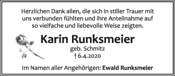 Anzeige  Karin Runksmeier  Lippische Landes-Zeitung