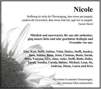 Anzeige  Nicole Güldenberg  Lippische Landes-Zeitung