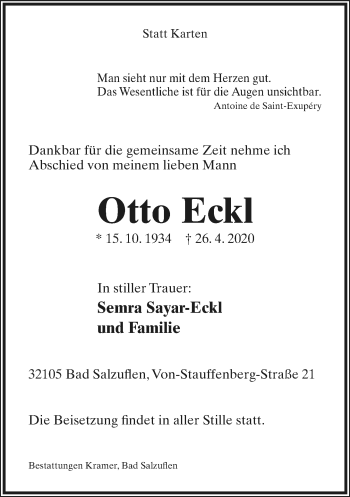 Anzeige  Otto Eckl  Lippische Landes-Zeitung