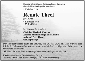 Anzeige  Renate Theel  Lippische Landes-Zeitung