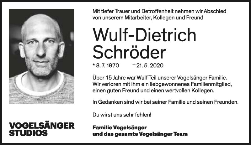  Traueranzeige für Wulf-Dietrich Schröder vom 30.05.2020 aus Lippische Landes-Zeitung