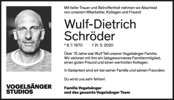 Anzeige  Wulf-Dietrich Schröder  Lippische Landes-Zeitung