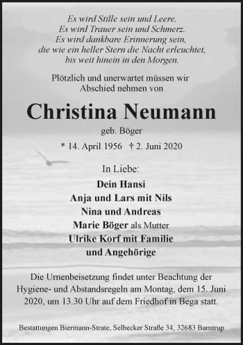 Anzeige  Christina Neumann  Lippische Landes-Zeitung