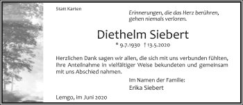 Anzeige  Diethelm Siebert  Lippische Landes-Zeitung