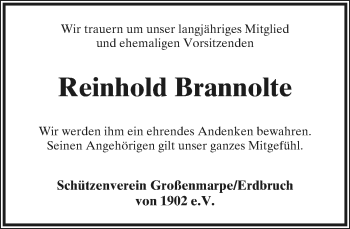 Anzeige  Reinhold Brannolte  Lippische Landes-Zeitung