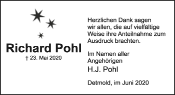 Anzeige  Richard Pohl  Lippische Landes-Zeitung