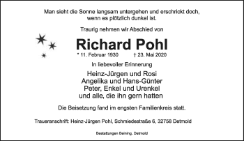 Anzeige  Richard Pohl  Lippische Landes-Zeitung