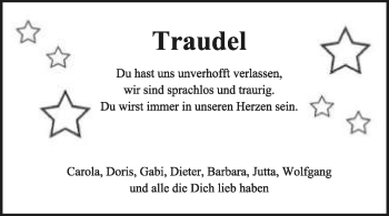 Anzeige  Traudel   Lippische Landes-Zeitung
