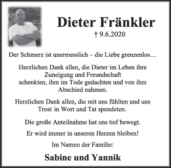 Anzeige  Dieter Fränkler  