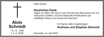 Anzeige  Alois Schmidt  Lippische Landes-Zeitung