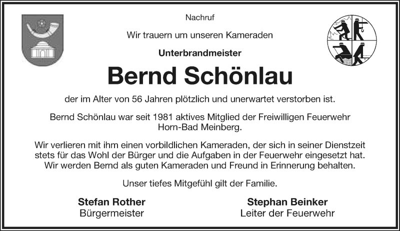  Traueranzeige für Bernd Schönlau vom 04.07.2020 aus Lippische Landes-Zeitung
