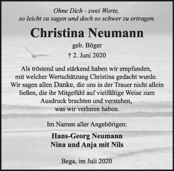 Anzeige  Christina Neumann  Lippische Landes-Zeitung