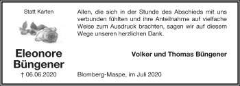 Anzeige  Eleonore Büngener  Lippische Landes-Zeitung
