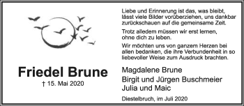Anzeige  Friedel Brune  Lippische Landes-Zeitung