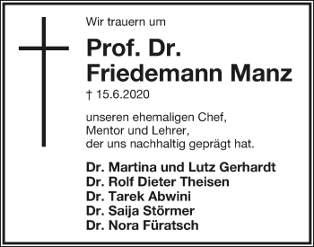 Anzeige  Friedemann Manz  Lippische Landes-Zeitung