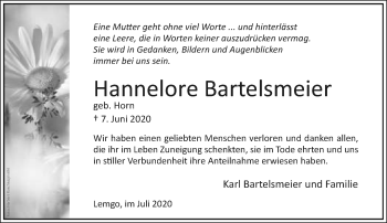 Anzeige  Hannelore Bartelsmeier  Lippische Landes-Zeitung
