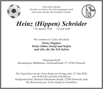 Anzeige  Heinz  Schröder  Lippische Landes-Zeitung