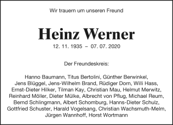 Anzeige  Heinz Werner  Lippische Landes-Zeitung