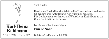 Anzeige  Karl-Heinz Kuhlmann  Lippische Landes-Zeitung