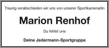 Anzeige  Marion Renhof  Lippische Landes-Zeitung