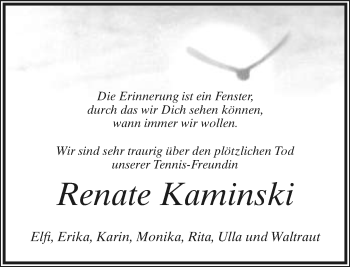 Anzeige  Renate Kaminski  Lippische Landes-Zeitung