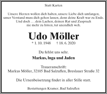 Anzeige  Udo Möller  Lippische Landes-Zeitung