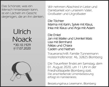Anzeige  Ulrich Noack  Lippische Landes-Zeitung
