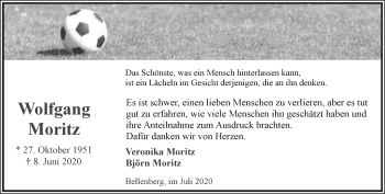 Anzeige  Wolfgang Moritz  Lippische Landes-Zeitung