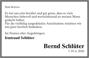 Anzeige  Bernd Schlüter  Lippische Landes-Zeitung