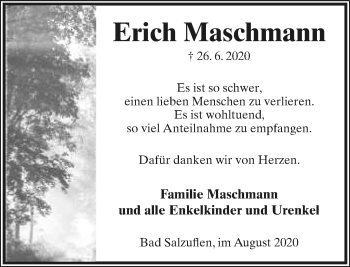 Anzeige  Erich Maschmann  Lippische Landes-Zeitung