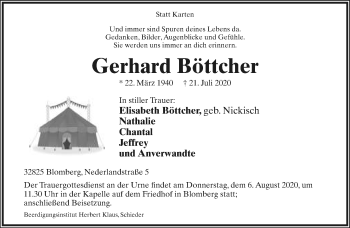 Anzeige  Gerhard Böttcher  Lippische Landes-Zeitung