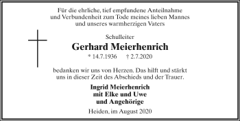 Anzeige  Gerhard Meierhenrich  Lippische Landes-Zeitung