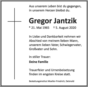Anzeige  Gregor Jantzik  Lippische Landes-Zeitung