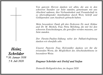 Anzeige  Heinz  Schröder  Lippische Landes-Zeitung