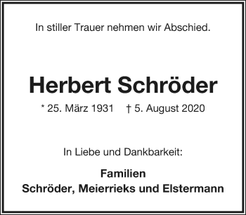 Anzeige  Herbert Schröder  Lippische Landes-Zeitung