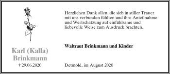 Anzeige  Karl Brinkmann  Lippische Landes-Zeitung