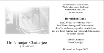 Anzeige  Niranjan Chatterjee  Lippische Landes-Zeitung